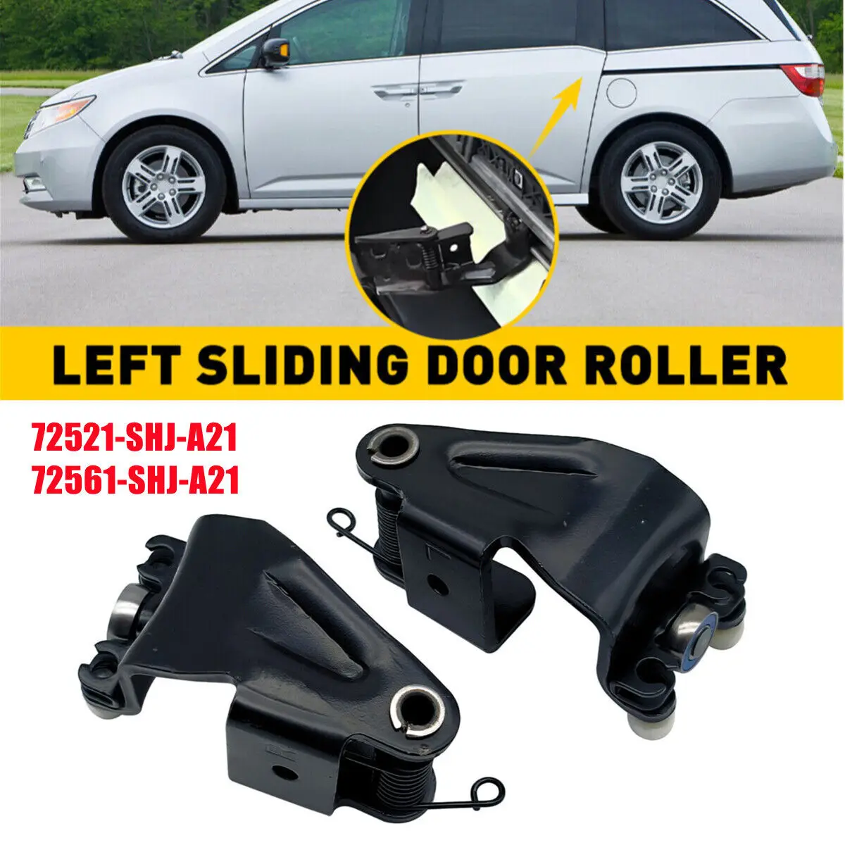 

72561-SHJ-A21 72521-SHJ-A21 For 2005-2010 Honda Odyssey Light & Right Side 2Pcs Center Mount Sliding Door Roller Assembly Auto