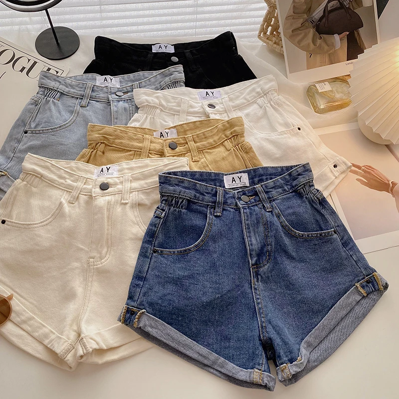 keiki kona shorts Ashgaily 2022 New High Waist female Fashion Casual Summer Cool Women Denim Shorts Wide Leg Hollow Out Plus Size Jean Shorts leather shorts