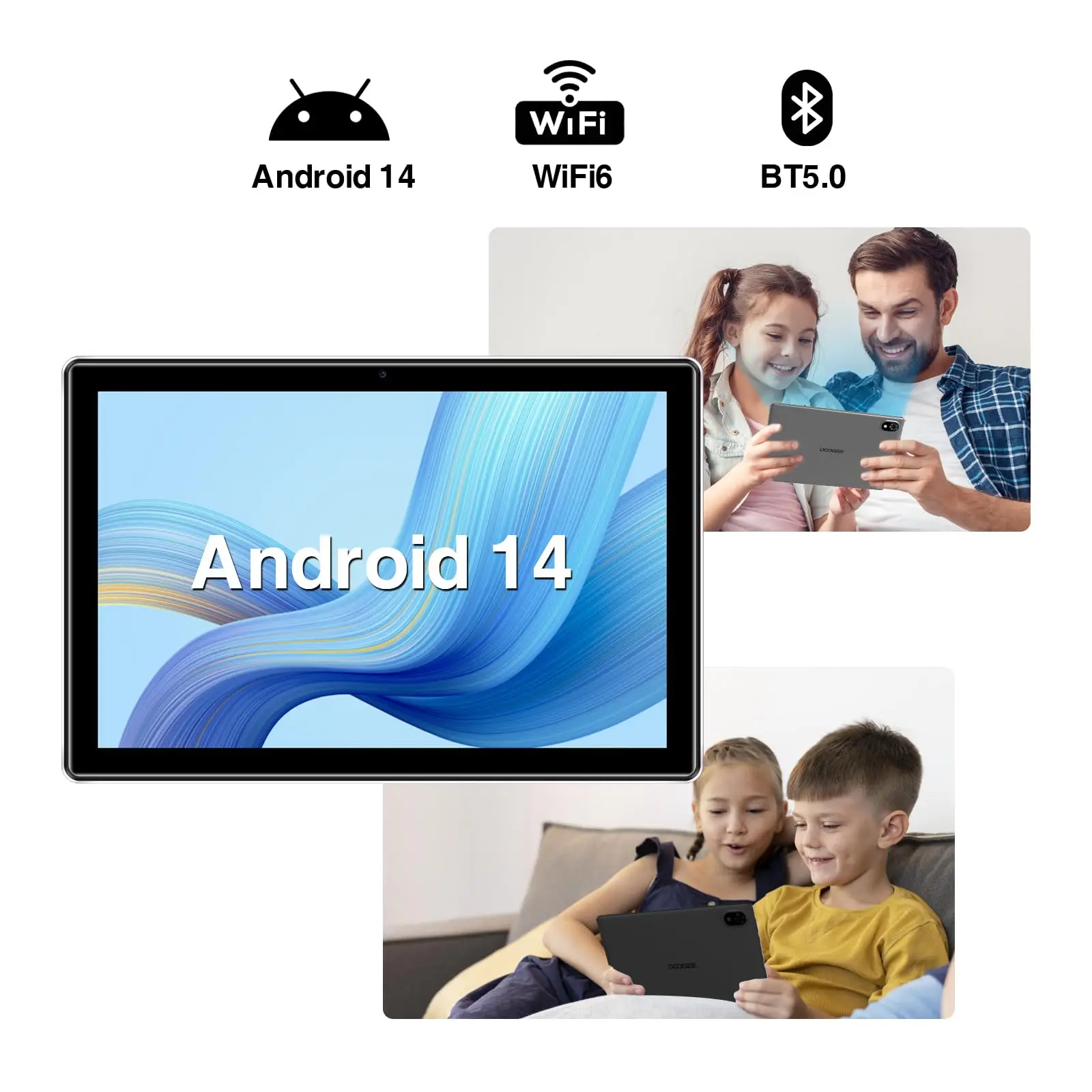 DOOGEE U10 Tablet PC 10'' HD+ Screen 9GB RAM (4GB+5GB)+128GB ROM 5060mAh Battery Android 14 Support Widevine L1 WiFi6 Tablet 2