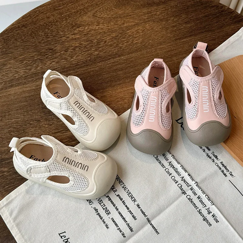 

2024 Summer New Children Sports Sandals for Girls Fashion Comfortable Air Mesh Soft Sole Anti-slippery Running Beach Shoes