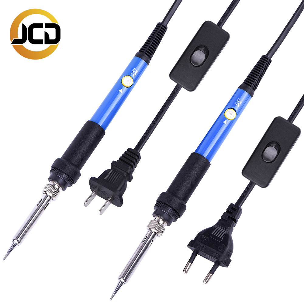 JCD Electric Soldering Iron Adjustable Temperature With Switch 60W 80W 220V 110V Welding Solder Rework Station Repair Tools