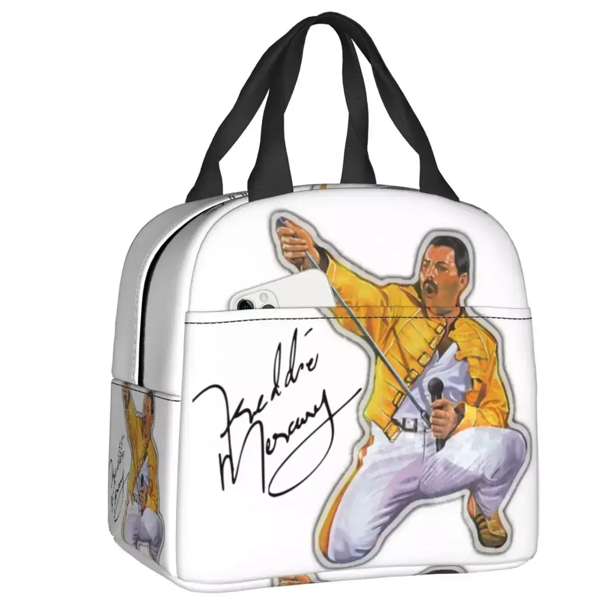 

2024 New British Rock Band Freddie Mercury Insulated Lunch Bag For Women Resuable Cooler Thermal Lunch Tote Kids School Children