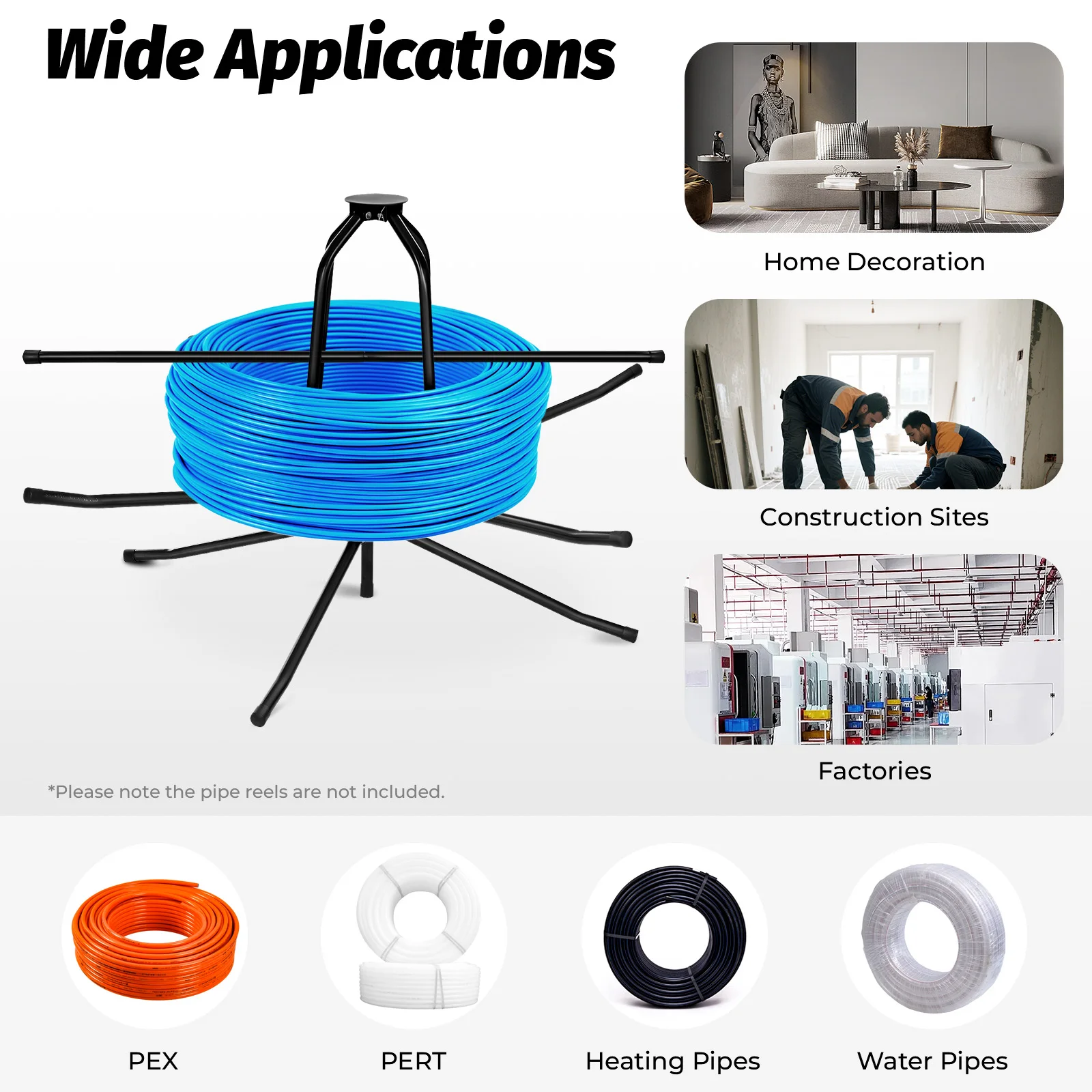 200kg/440.92lbs Underfloor Heating Pipe Winder Pipe Reel Decoiler for Construction Sites,Factories