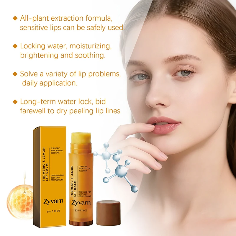Revitalizing Lemon Turmeric Lip Balm - Deep Nourishment & Moisture, Gentle Exfoliation, Winter Defense Against Dryness