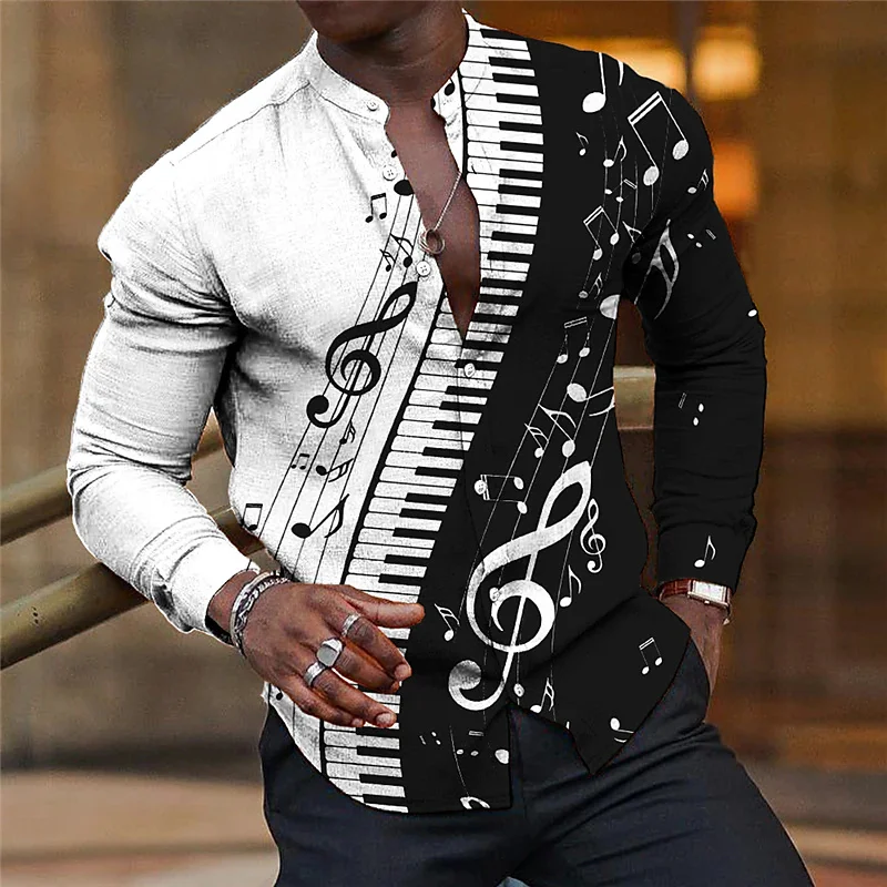 Music Shirt Stand Collar Men's Casual Party Suit Lined Sports Running High Quality Material Soft Comfortable 2023 New Hot Sale music shirt stand collar men s casual party suit lined sports running high quality material soft comfortable 2023 new hot sale