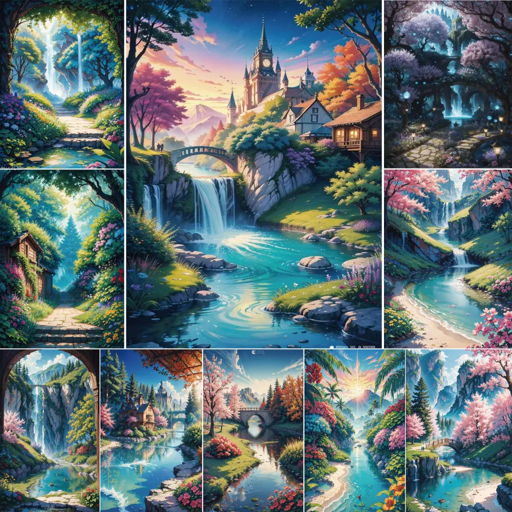 Sommer Natur Landschaft Gedruckt 11CT Kreuz Stich Kit Stickerei Handwerk Handwerk Stricken Nähen Großhandel Mulina Wohnkultur – Detail 11