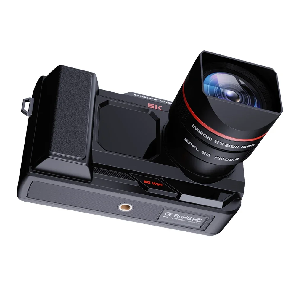 5K HD WIFI Digital Camera 500M Infrared Night Vision Monocular Telescopes 50X Zoom 52MP Full Color SLR Camcorder for Camping