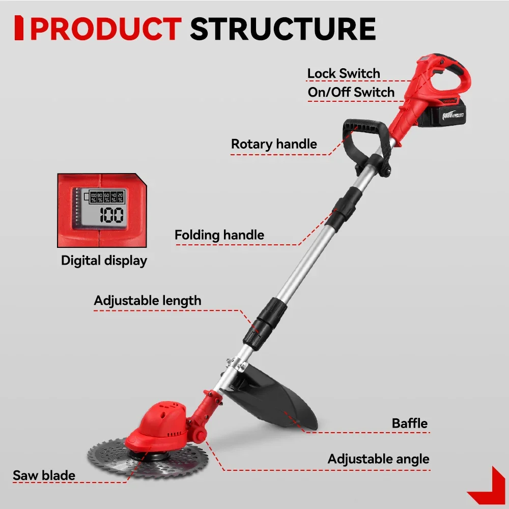 10Inch 4000W Brushless Electric Lawn Mower 36000RPM Cordless Grass Trimmer Length Adjustable Garden Tools For Makita 18V Battery 3