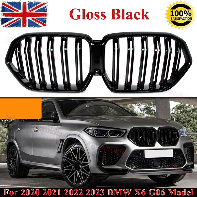 Magickit for BMW X6 G06 X6M F96 Front Kidney Bumper Grille Centre Racing Grille Gloss Black