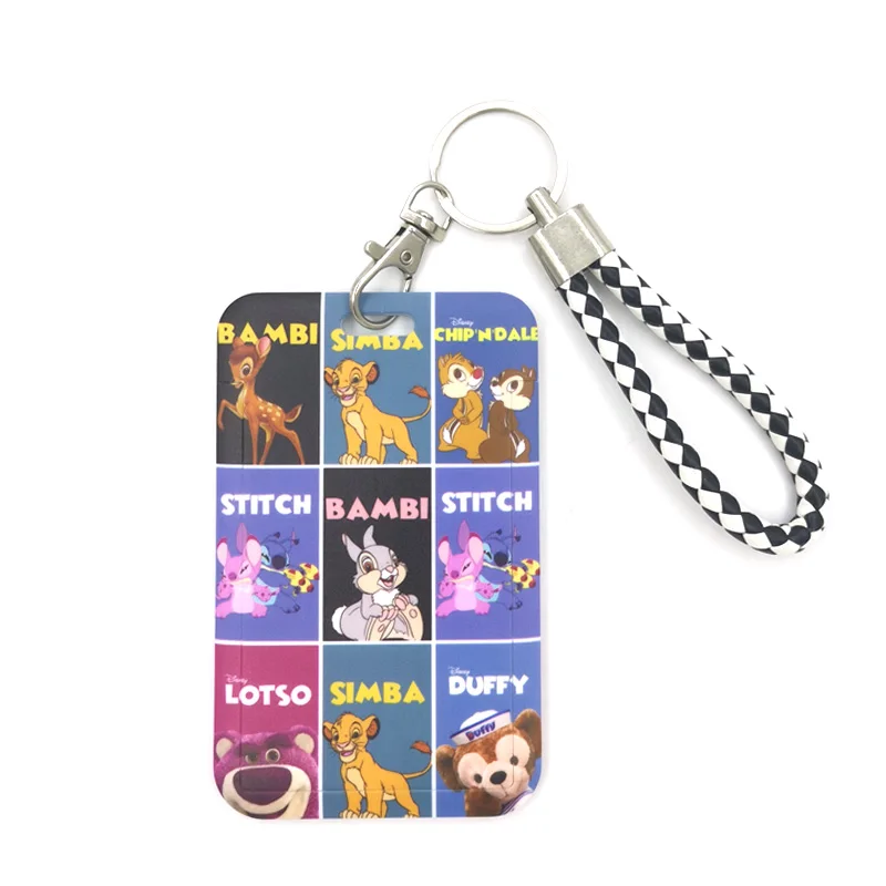Disney Characters Bambi Lion King Stitch Cute Card Cover Clip Lanyard Student Nurse Badge Reel Clips Cartoon Id Cards  Holder