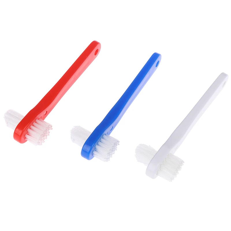 1PCS T자형 틀니 전용 브러시 칫솔 듀얼 헤드 틀니 브러쉬 클리너 성인 학생 치아 미백 구강 건강