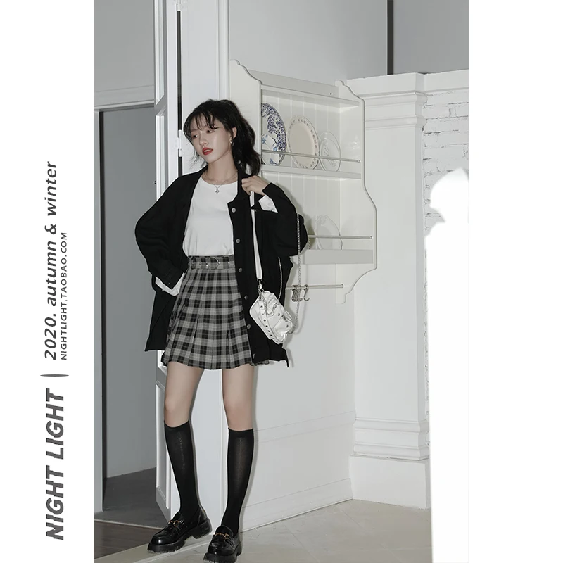 Goth Skirt Plaid Pleated Mini Harajuku Grunge Winter Autumn Women Gothic Streetwear High Waist Fashion Short Skirt