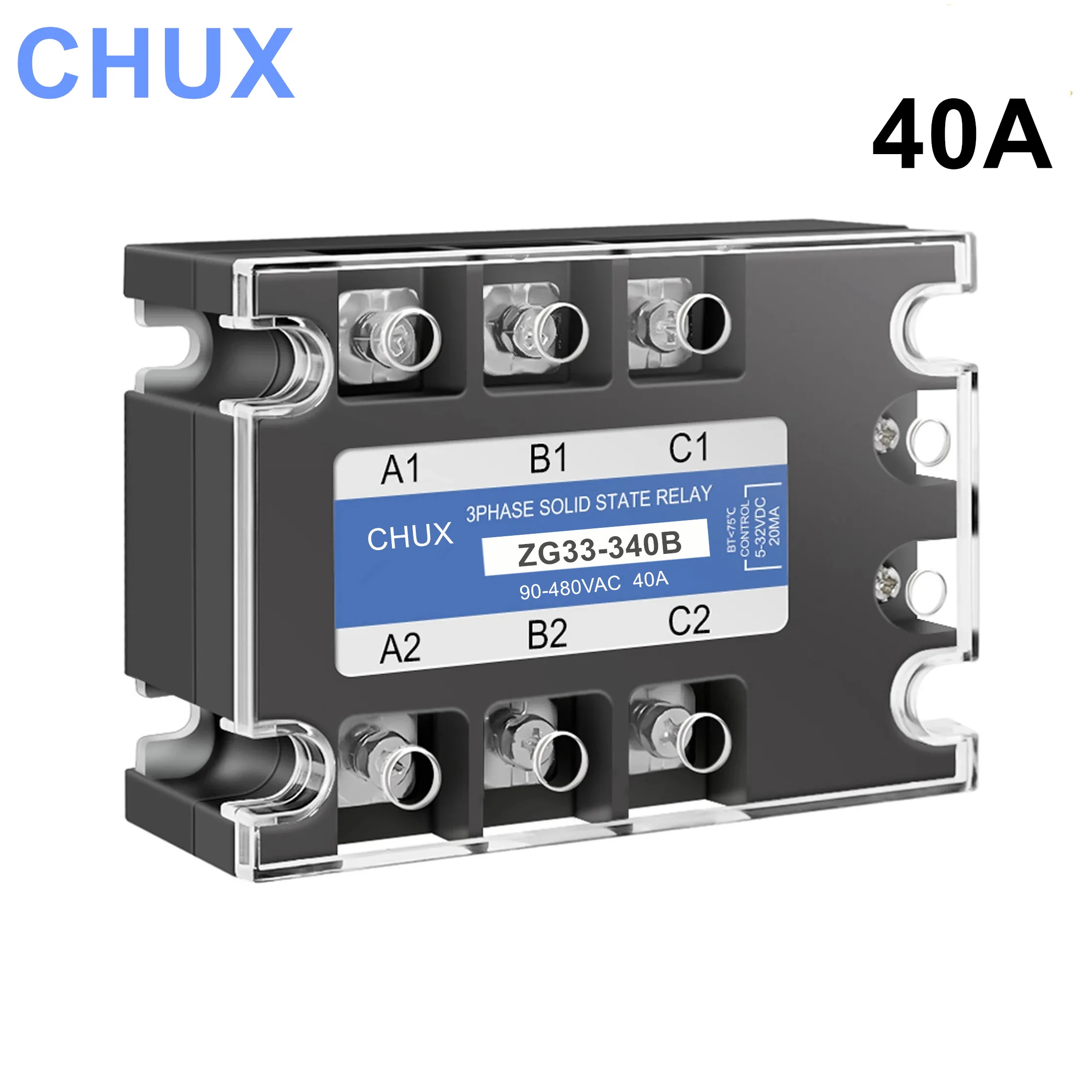 Chux-三相ソリッドステートリレー、ssr、40a、3-32v dc制御、90-480vac、DC-AC、ZG33-340B AliExpress