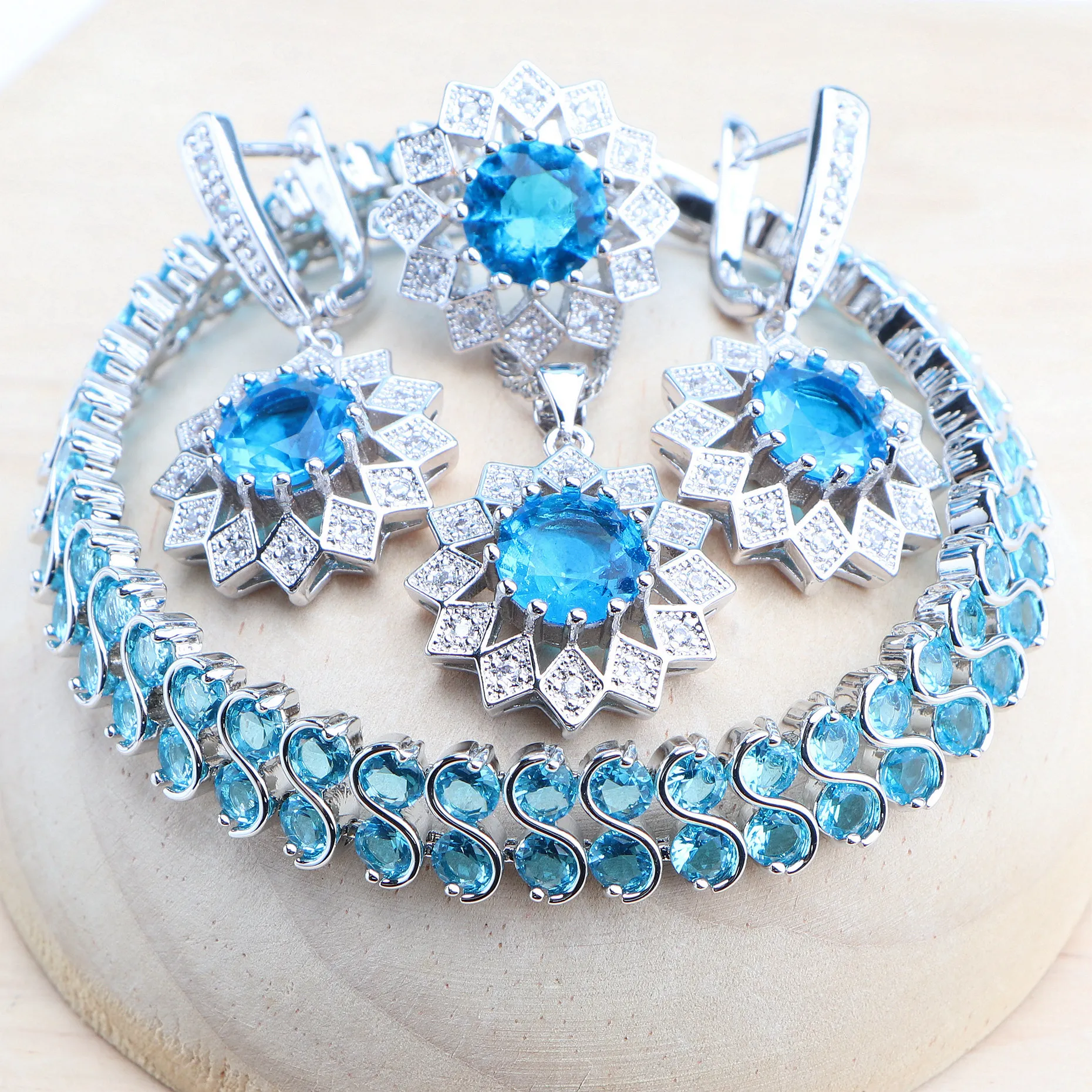 925 Sterling Silver Jewelry Sets Cubic Zirconia Costume Jewellery Wedding  Bracelets Rings Earrings Pendant Necklace For Women - AliExpress