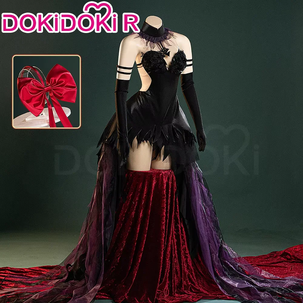IN STOCK Akemi Cosplay Costume Anime【S-2XL】DokiDoki-R Women Black Purple Long Dress Akemi Halloween Cosplay Plus Size
