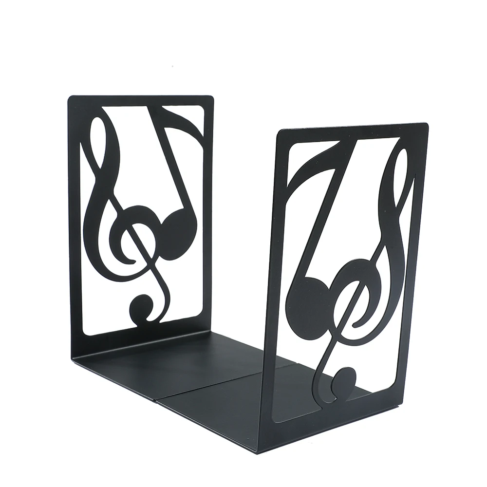 Book Organizer Book Holder Book Stand Book Terminal 2 Pcs Iron Musical Note Bookends File Organizer Bookshelf Reading Hollow Out Metal Stand Desktop Holders