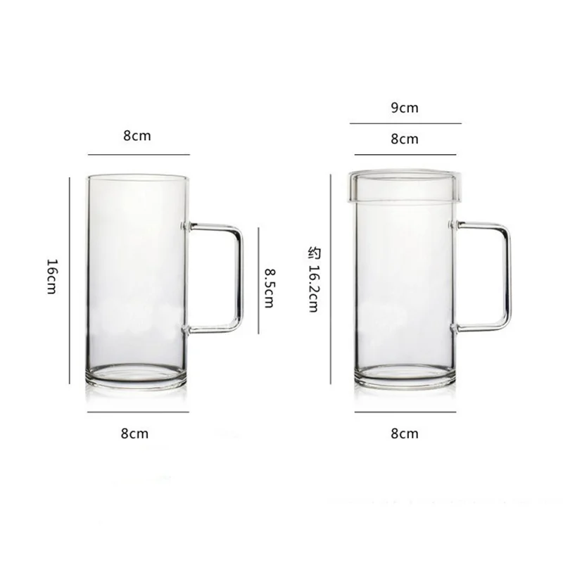 Description Picture 3 of item700ml Glass Coffee Mug Handmade Heat Resistance Clear Tea Milk Juice Cup Water Beer Drinking Mug Office Drinkware