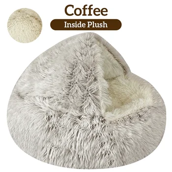 Pet Bed Cat Dog Winter Long Plush Round Cushion Pet House Warm Pet Basket Cat & Dog Sleep Bag Cat Nest Kennel For Small Dog Cat 4