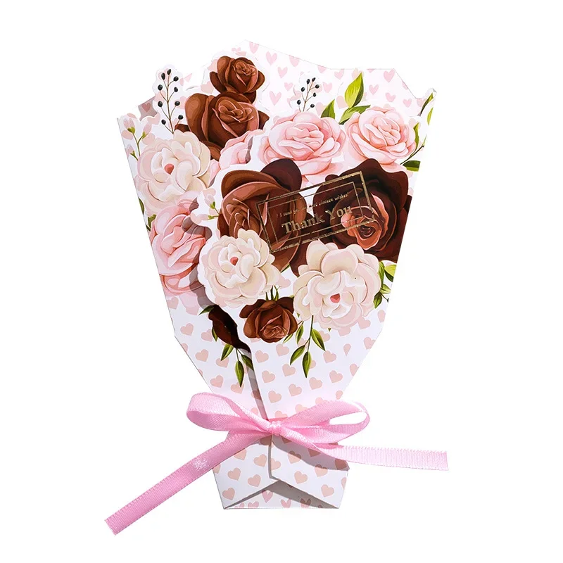 Flower Pattern 3D Foldable Bouquet Greeting Card Blessing Words Wedding Invitation DIY Card Birthday Gift Greeting gift card greeting cards wedding invitations