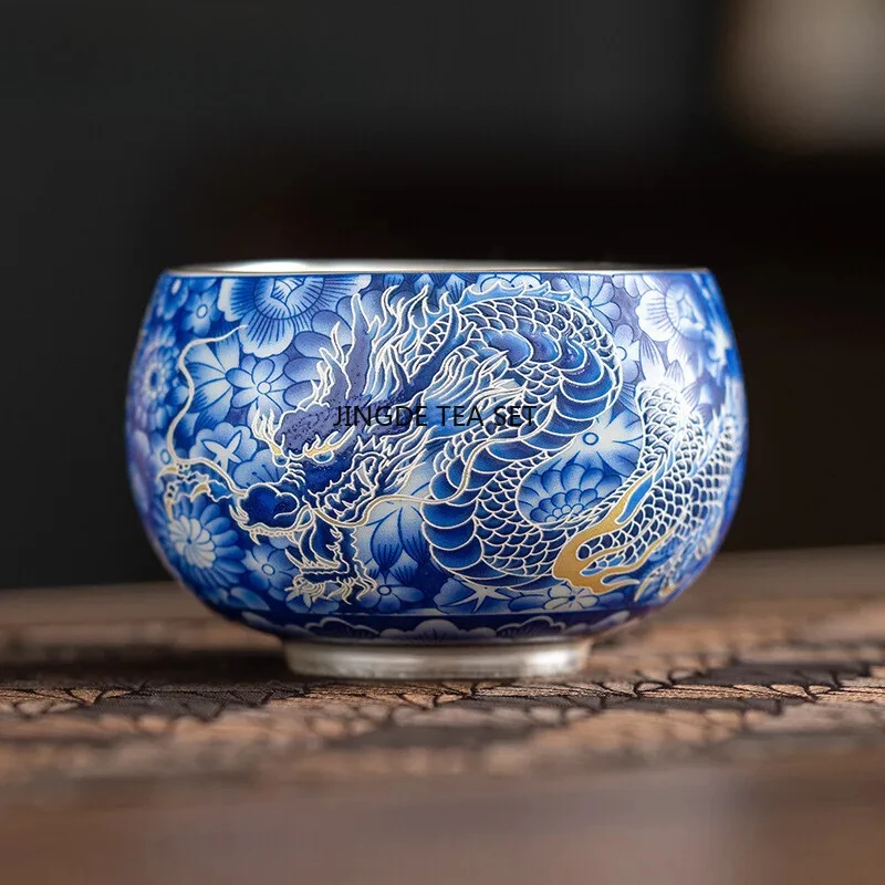 130ml 999 gold silver Chinese tea cup small Arhat dagong tea cup kungfu tea set