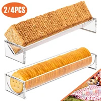 2/4 Pcs Cracker Serving Tray Clear Acrylic Cracker Holder 8.75x2.75x1.5 inch Multipurpose Food Display Stands for Party Events 1