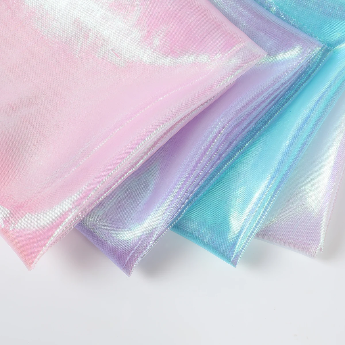 Laser Tulle Fluorescent Organza Fabrics Laser Shiny Designer Stage Wedding Decor Voile Transparent Handmade Materials