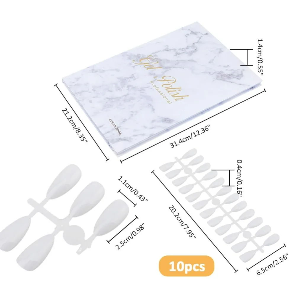 Nail Color Display Book with 240PCS Nail Tips Gel Polish Polish Sample Book with Replacement Tips Salon Tools