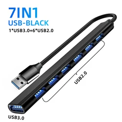 Enhanced Multi-Port USB-C Hub with 7 High-Speed USB Ports (7-IN-1 Black USB)