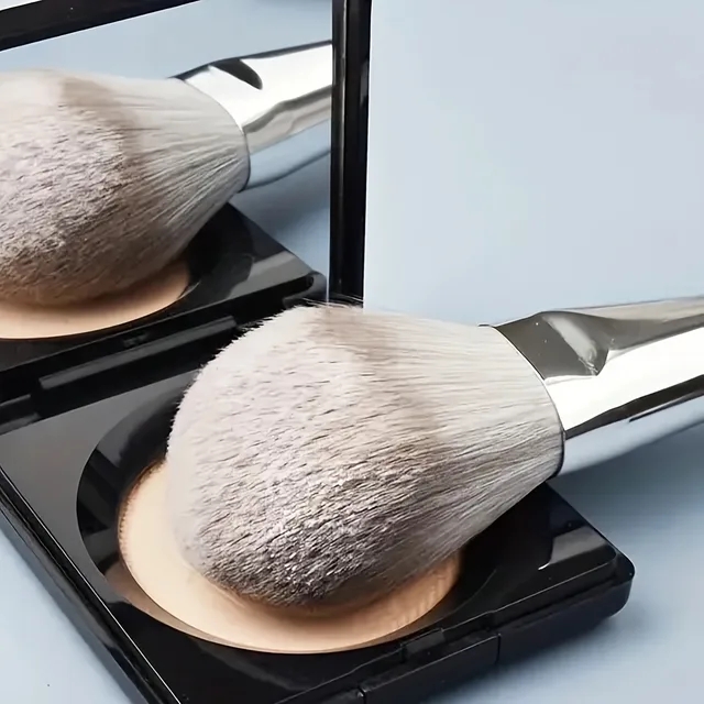 14-Piece Silver Professional Makeup Brush Set | Includes 2 Plush Velvet Puffs + 2 Blending Sponges | Vegan Cruelty-Free Brush Co
