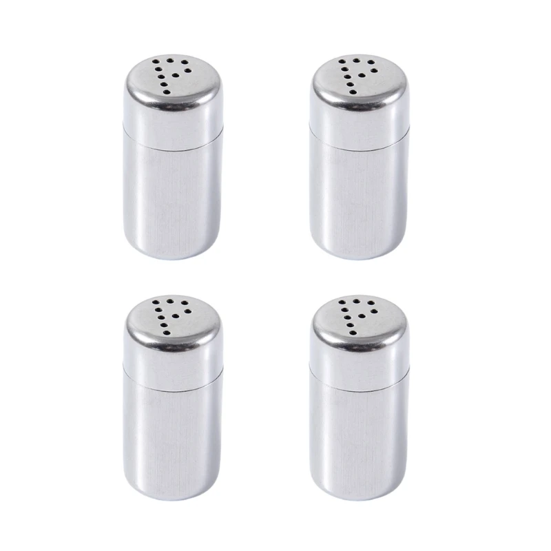 Set Of 4 Portable Stainless Steel Spices Shakers Set Seasoning Jar Salt Container Outdoor Barbecues and Camping