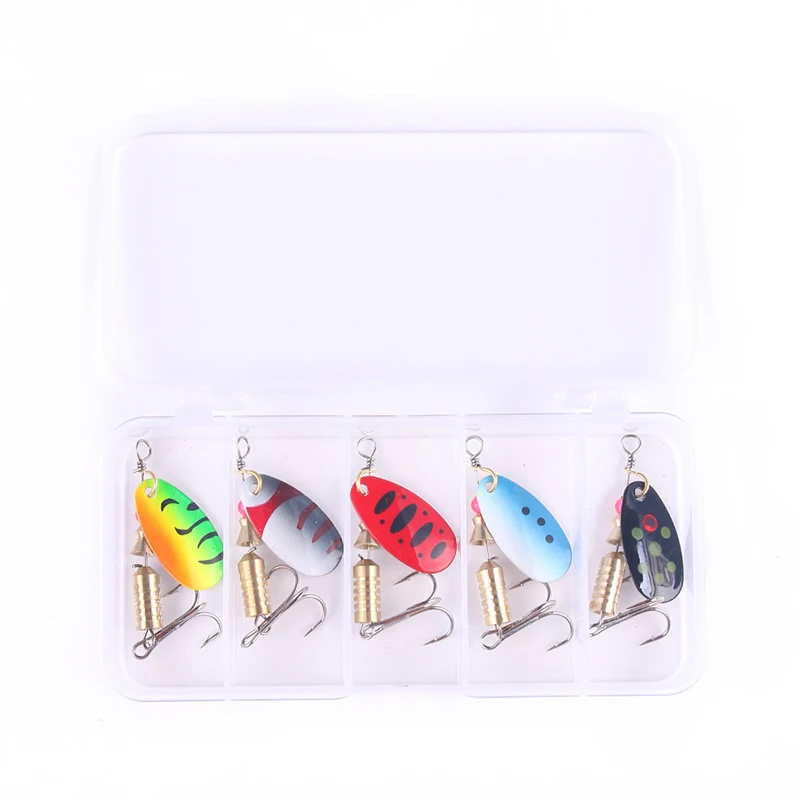 5pcs/Set Fishing Lure Spinnerbait Bass Trout Salmon Hard Metal Spinner Baits  Kit with Tackle Boxes - AliExpress