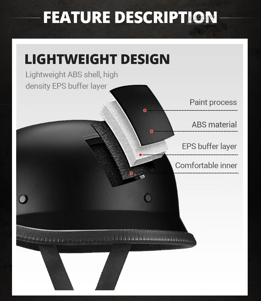 New Retro German Stahlhelm Style Half Helmet Electric