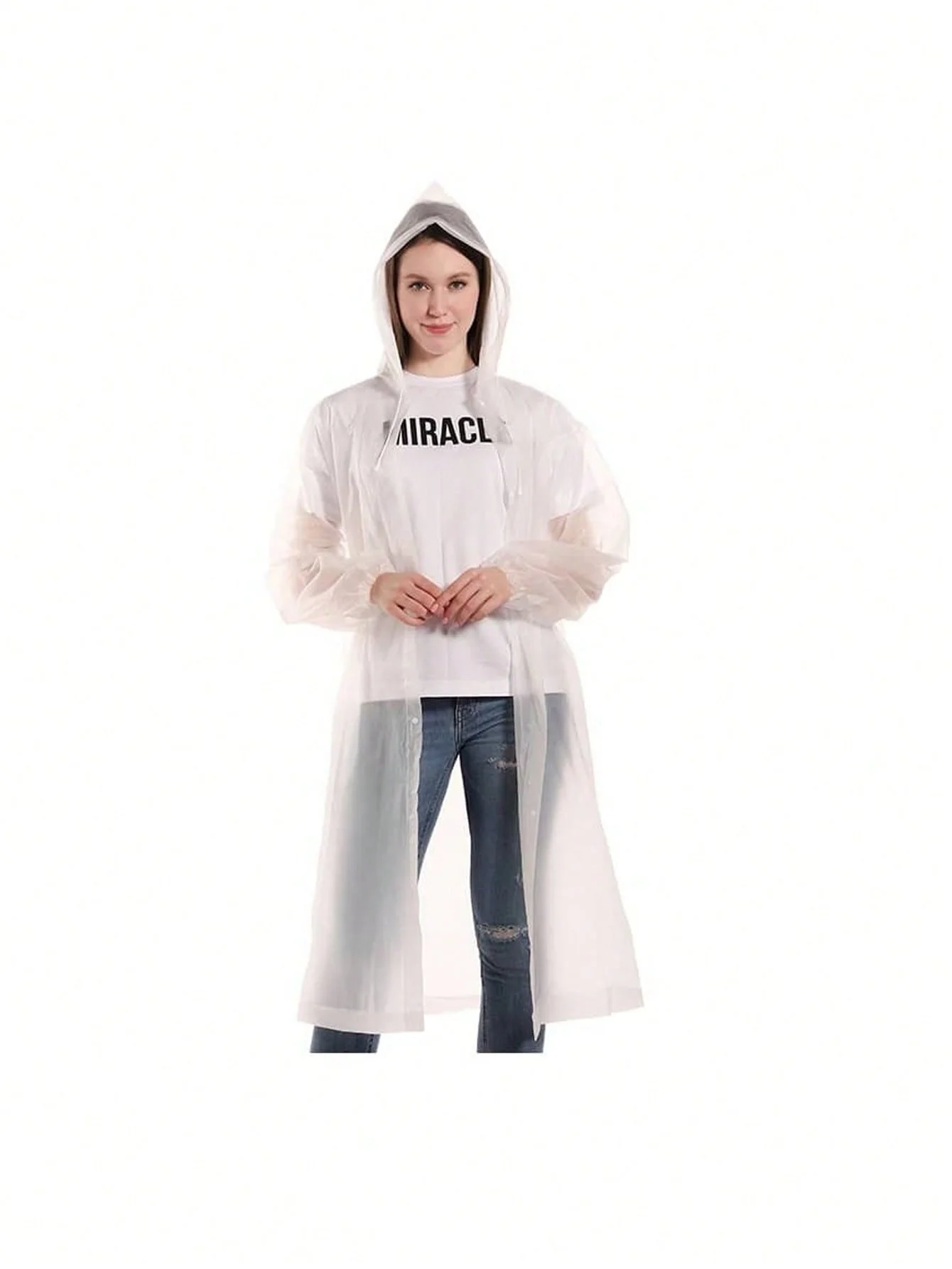 1 PCS Rain Coat for Adults Reusable EVA Rain Ponchos Lightweight Coat Waterproof Gear for Men and Women