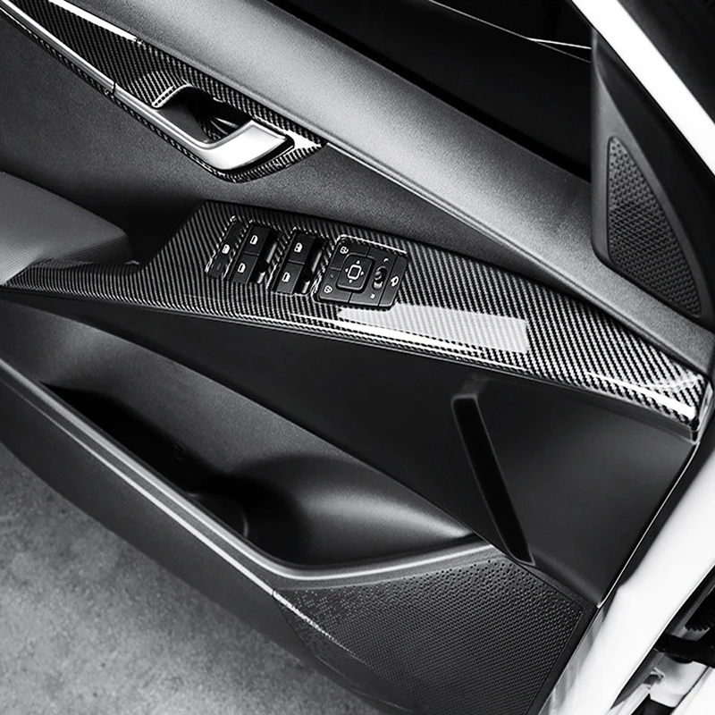 

Для Kia Niro EV 2023 2024, углеродный стиль, боковая дверь, внутренняя мощность, переключатель, кнопки, ручки, миски, крышка, отделка, Стайлинг автомобиля