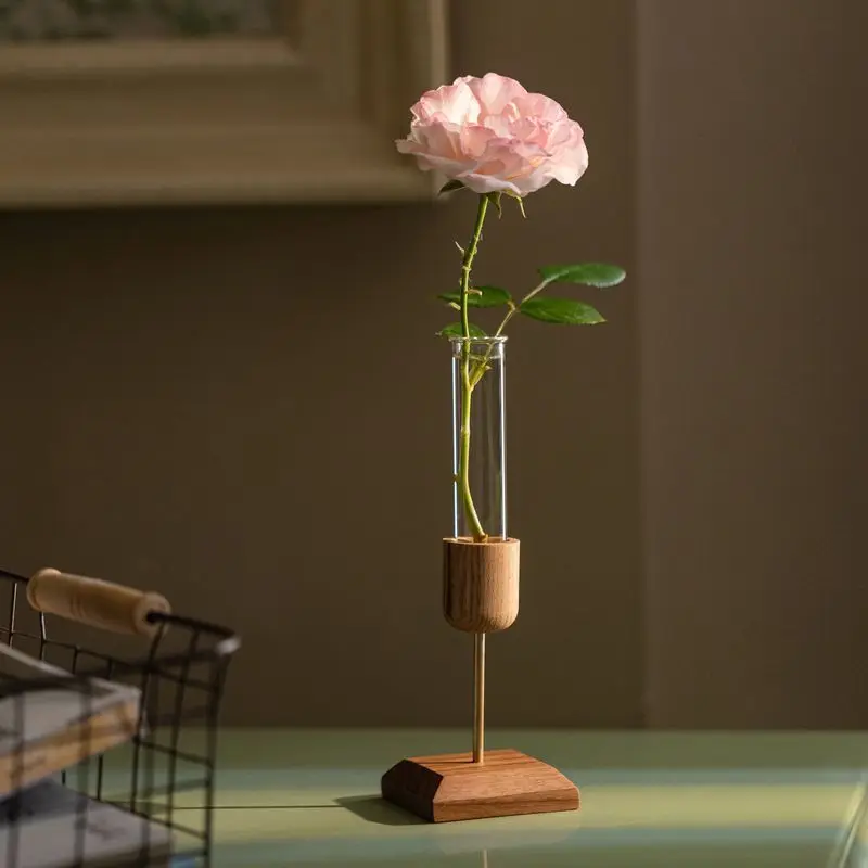 Solid wood desktop creative flower arrangement style literary and simple wall hanging flower glass test tube vase small vase