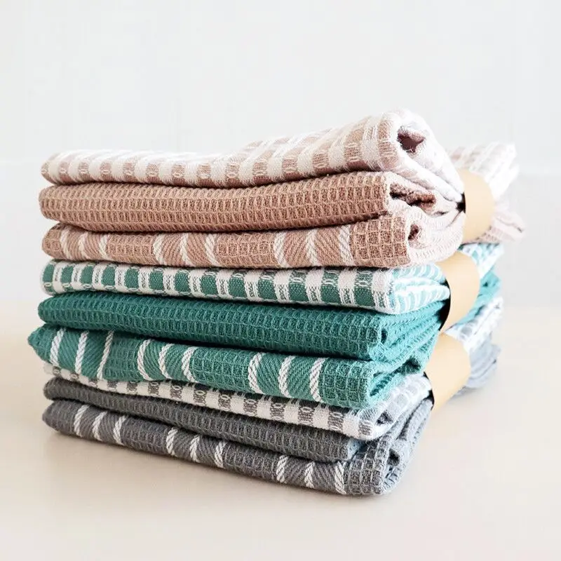 3pcs Chinese Tea Accessories Tea Towel Cotton Yarn-dyed Tea Towel Home Cloth Napkin Kitchen Towel Set