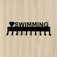 Love Swimming Medal Hanger Rack - 14.5 Inches with 10 Hooks Metal Wall Art Display Organizer for Wall-mounted Medal Decor 1