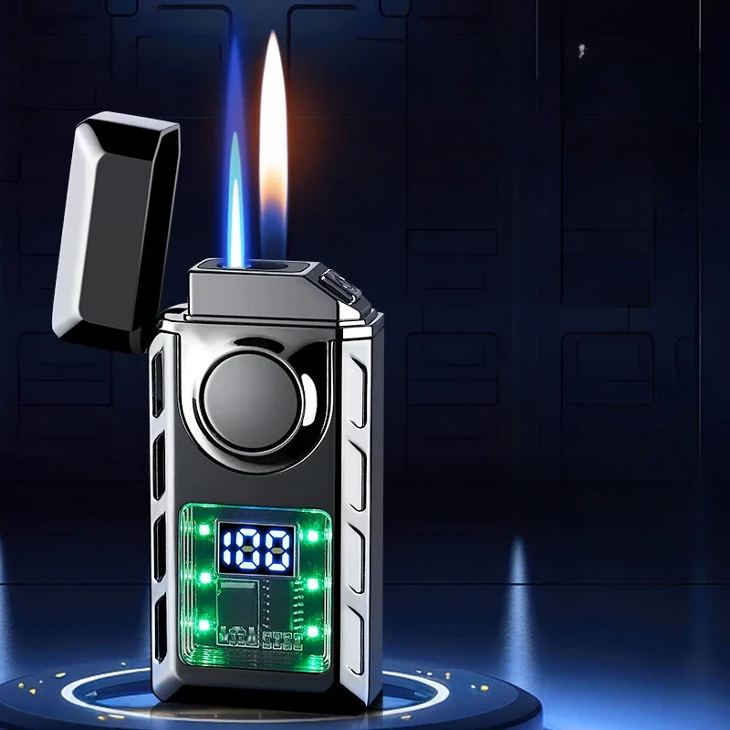 Fashionable Dual Flame Switch Gas Lighter, Digital Display, Arc Ignition, Smart Type-c Rechargeable Lighter, Creative Men's Gift 4