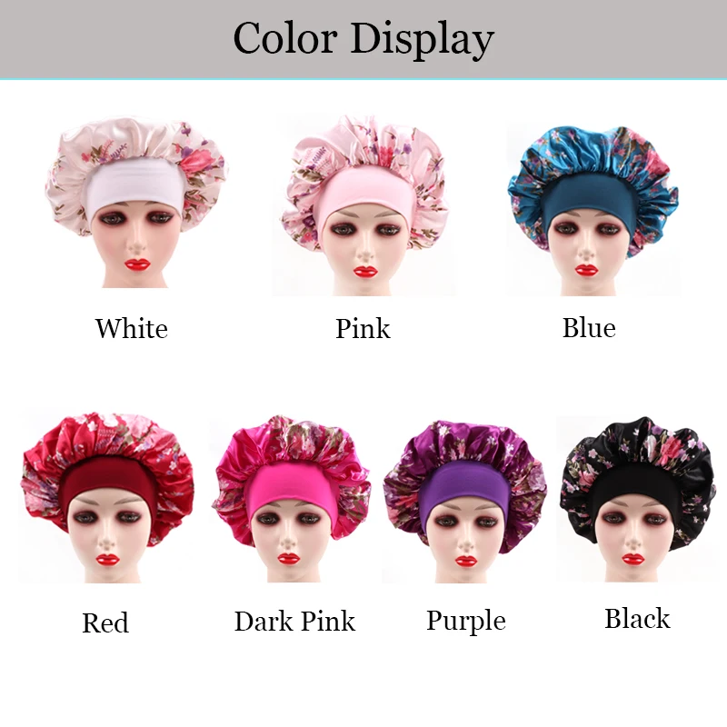 Satin Bonnet Chinese Style Hair Bonnet For Sleeping Large Silk Bonnets For Black Women With Elastic Soft Band Hair Care 1Pcs