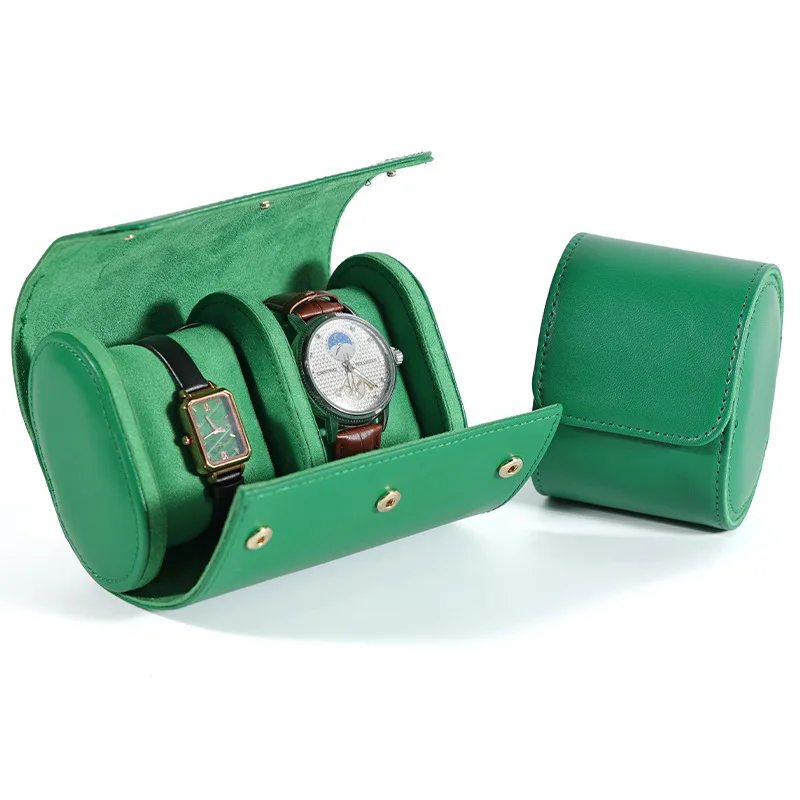 Fashion Casual Multi-Color Leather Watch Box with 3 Slots - Portable Dustproof Travel Storage