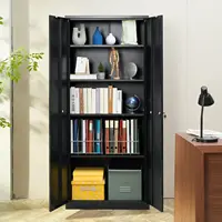 Metal Storage Cabinet Steel Locking Storage Cabinet with 2 Magnetic Doors and 4 Adjustable Shelves 71'' Metal 1