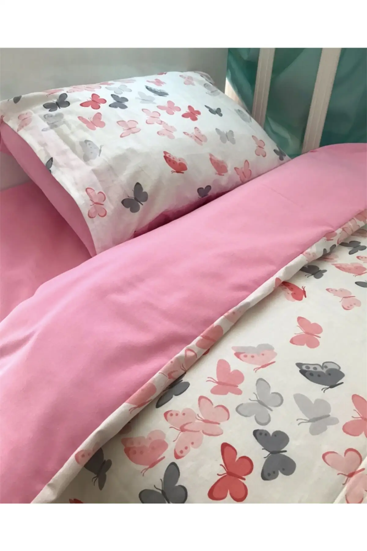 

100% Cotton Baby/child 60x120 Cm Pillow Sheet Quilt Set Pink Butterfly Cotton Baby & Kids Home Textile Textiles &