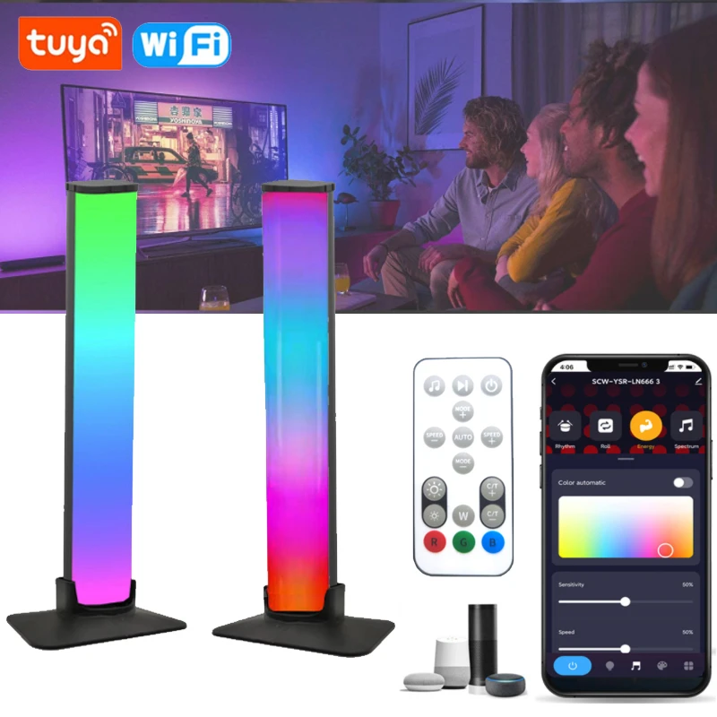 Tuya Smart WiFi+IR Digital Music LED Ambient Light Smart LED Light Bars Works with Alexa Google Home Play Light Bar for PC Room