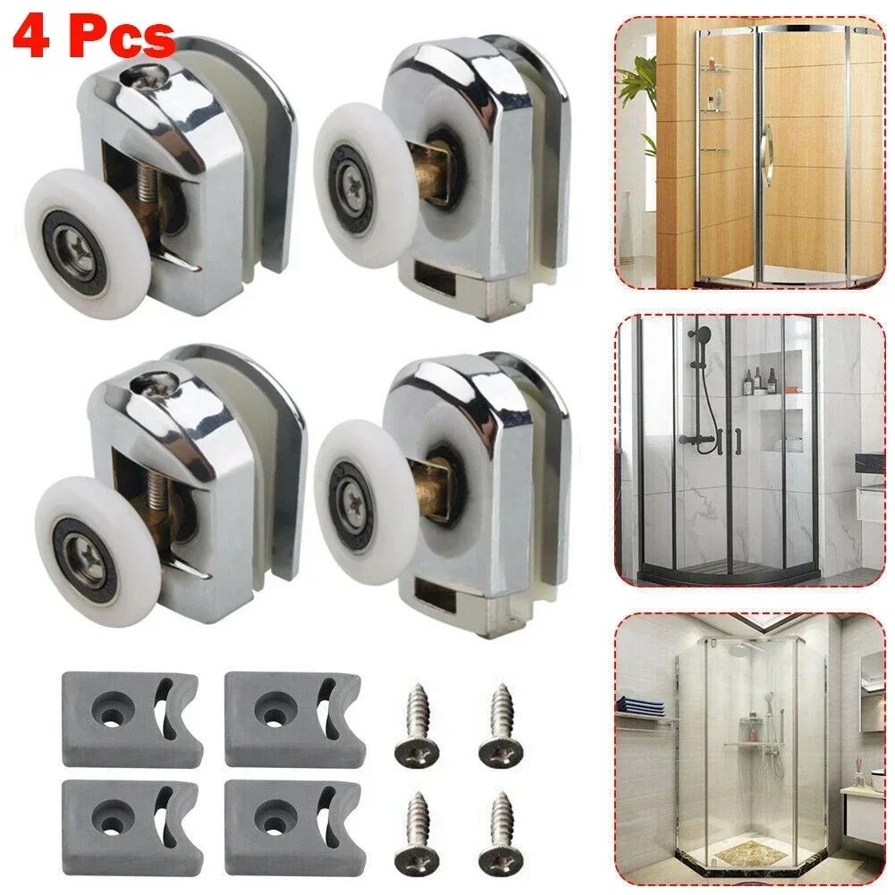 Shower Door Rollers 4 Pcs Zinc Alloy Single Shower Door Roller Runners Wheels Pulley 25mm Glass Sliding Pulley Hardware shower door rollers sliding door roller shower room pulley shower room rollers sliding door pulley