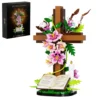 Jesus Cross Flower Building Set,Religious Cross Collectibles Blocks Toys Christmas, Christian, Birthday Gifts for Mothers, Women