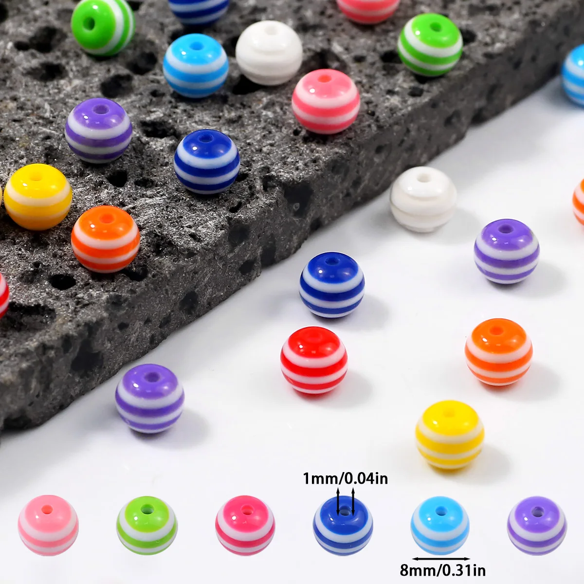 500 Perline Distanziatrici Tonde In Acrilico 8 Mm - Foro 2 Mm - Colore Argento Croce