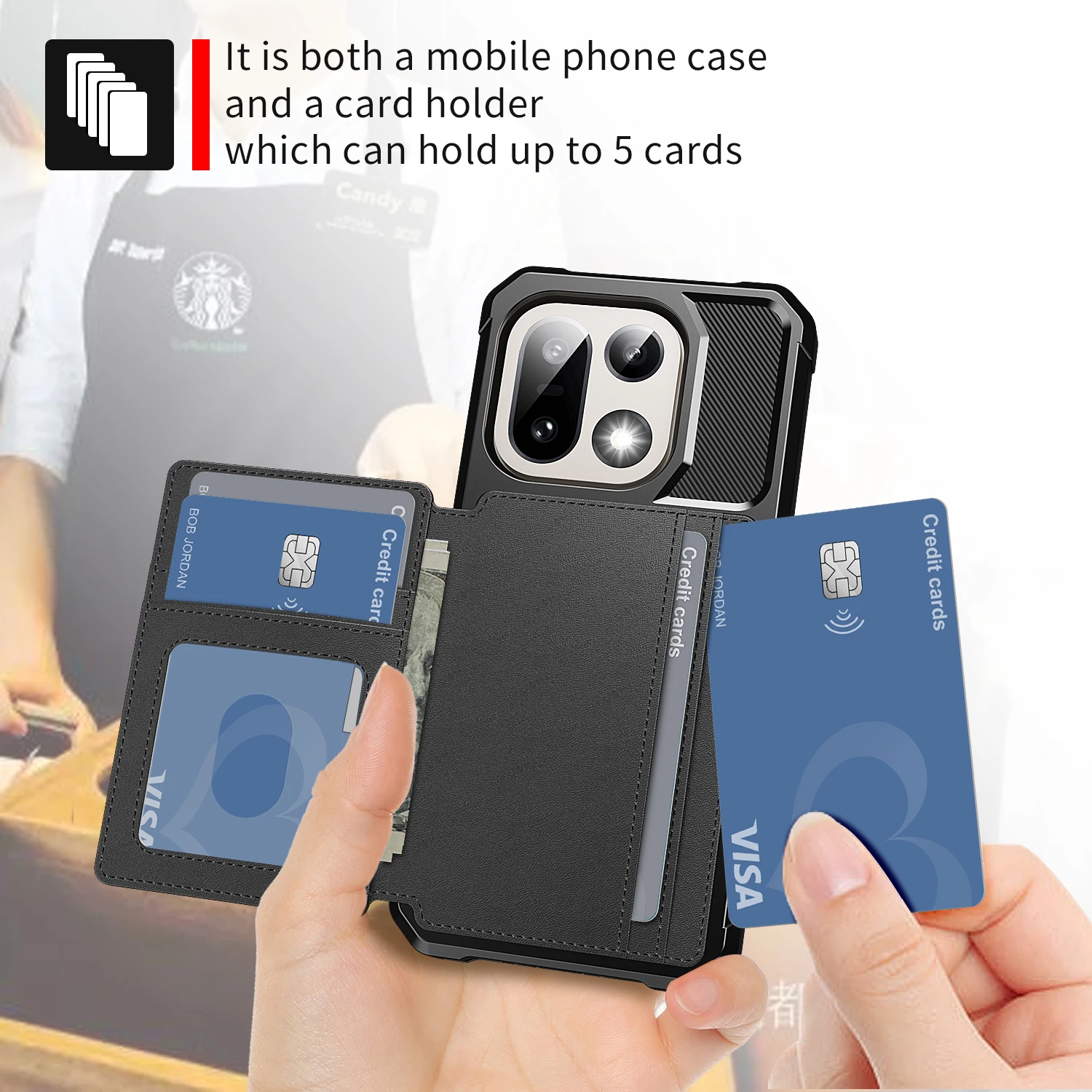 Luxury Leather Magnetic Phone Case with Card Slots and Shockproof Wallet Lens Protection Cover