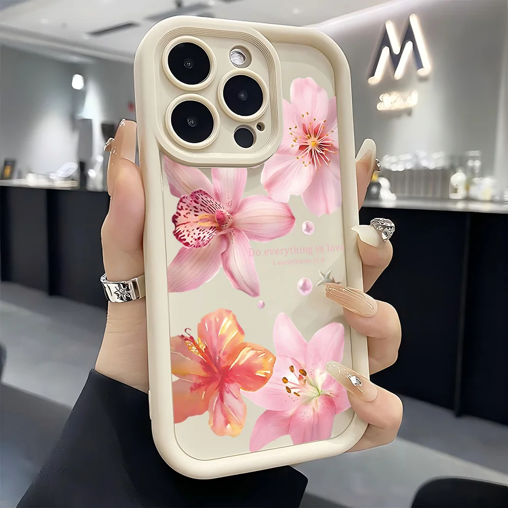 Elegant Blue Lily Pattern Soft Silicone Phone Case