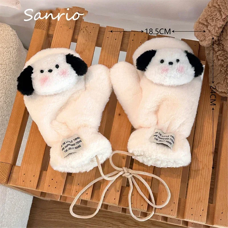 

Sanrioed Pachacco Cute Plush Gloves Cartoon Doll Winter Riding Coldproof Gloves Outdoor Windproof Thickened Gloves Can Hang Neck