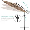 Best Choice Products Solar LED Offset Hanging Market Patio Umbrella for Lawn and Garden w/Easy Tilt Adjustment, Polyester Shade 4